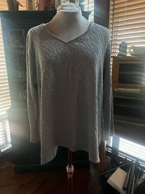J Jill XL PureJill Light Gray V-Neck Women's Long Sleeve sweatshirt